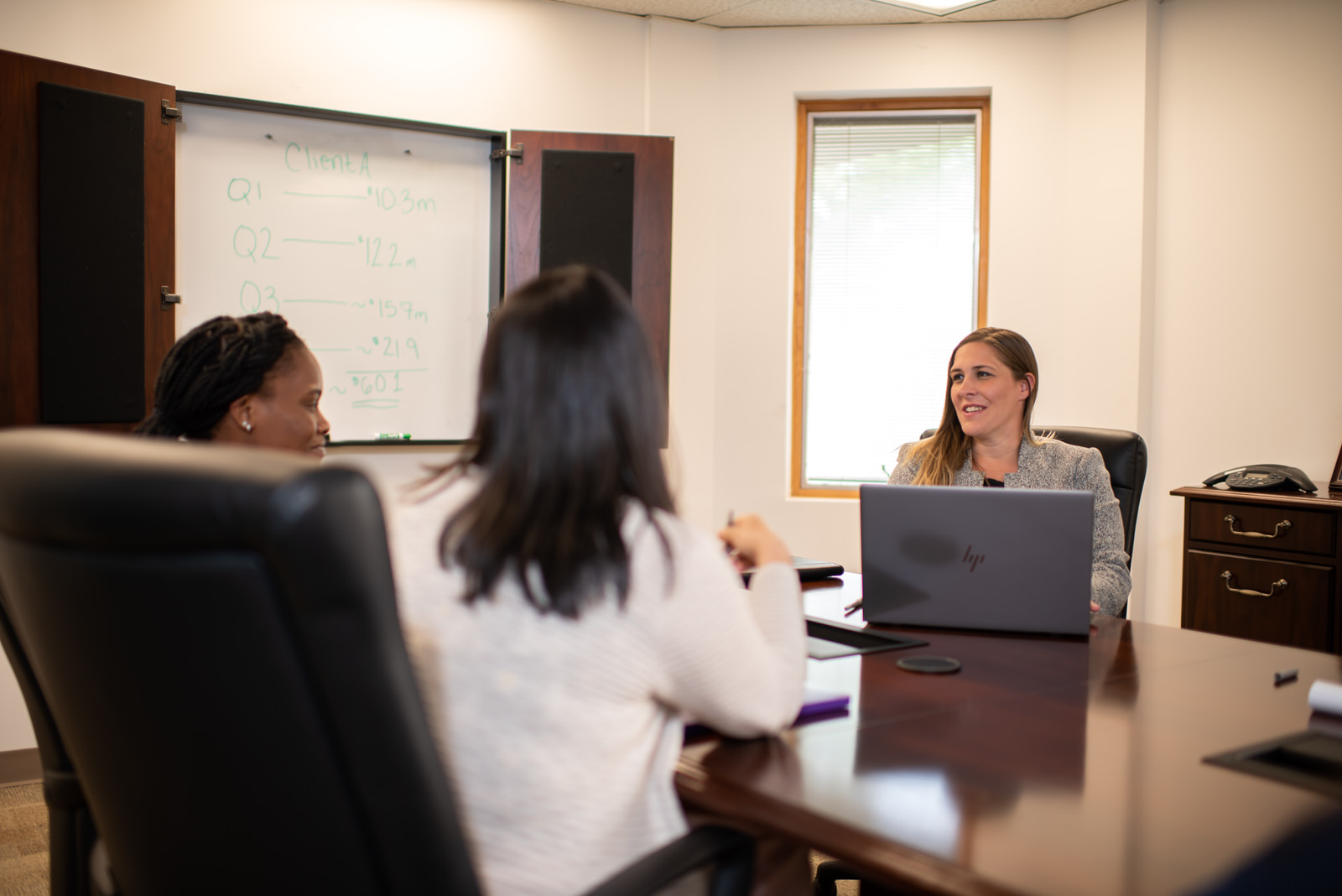 In a meeting on a computer